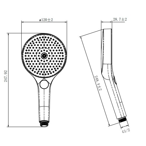 Душевая лейка, 3 режима, 120 мм, черный AQUAme AQM8504MB