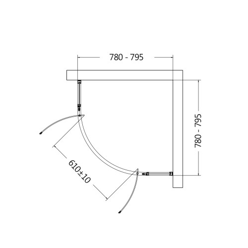 Душевой уголок 80*80*195 см, 6 мм, хром, четверть круга AQUAme AQM7101-8